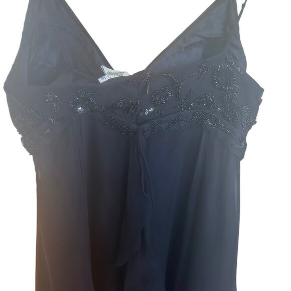 Vintage 90s Y2K Scala Silk Beaded Baby Doll High Low Cocktail Dress - Picture 10 of 11